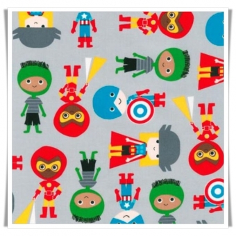 Retal tela algodon con dibujos infantiles de super heroes