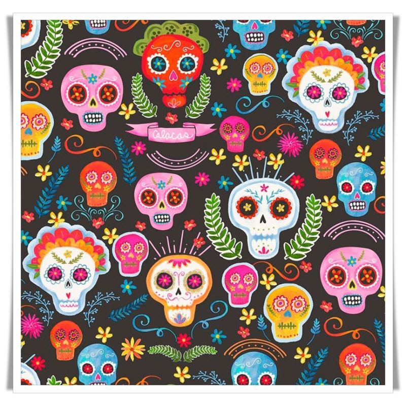 Fat quarter tela estampada calaveras calacas