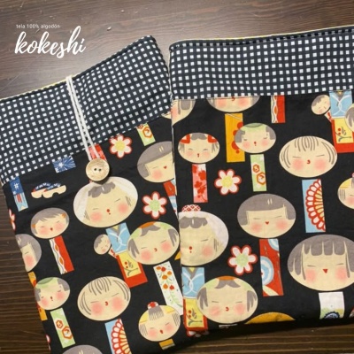 Fundas libros de tela kokeshi