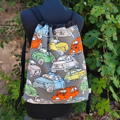 Mochila tela coches antiguos