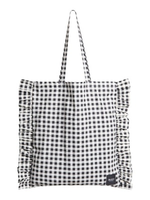 Bolsa tela vichy blanco y negro