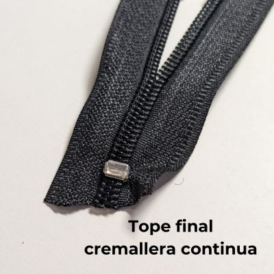 Ejemplo colocación tope final cremallera continua