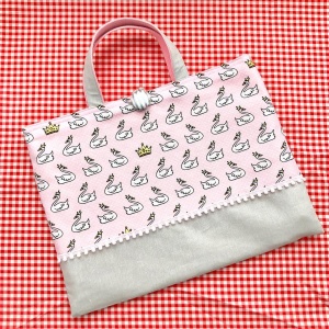 Bolsa loneta estampada con cisnes