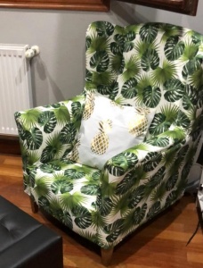 Tela para tapizar sofa con dibujos de hojas